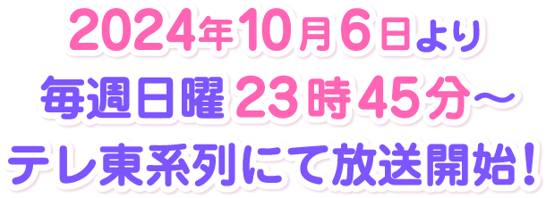 2024年10月6日より毎週日曜日23時45分〜テレ東系列にて放送開始！